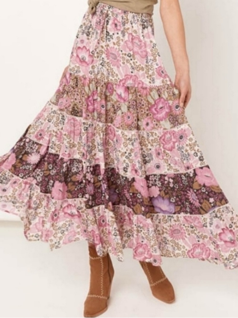 Spell & The Gypsy Collective Desert Daisy Tiered Maxi Skirt M - Boho Floral